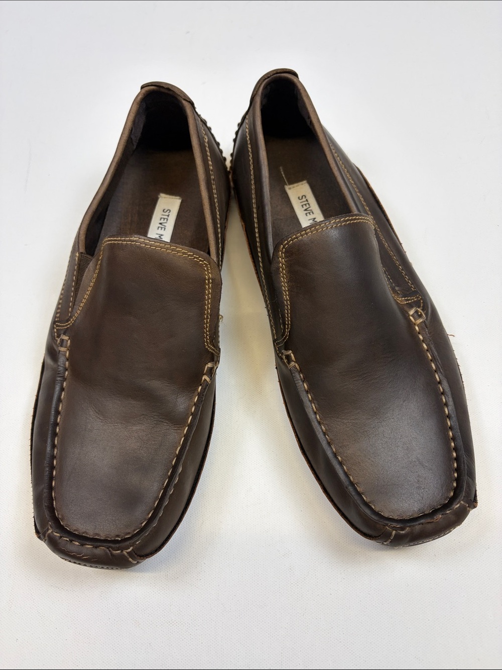 STEVE MADDEN ROCKKIT MENS SIZE 10 BROWN LEATHER LOAFERS SLIP ON DRIVING SHOES